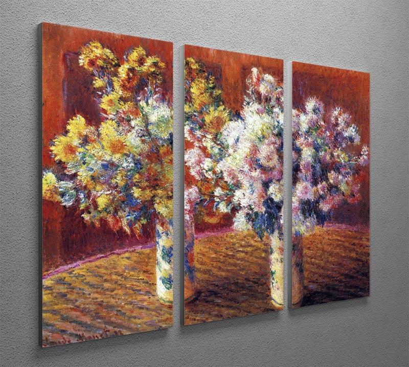 Two vases with Chrysanthemums by Monet Split Panel Canvas Print - Canvas Art Rocks - 4