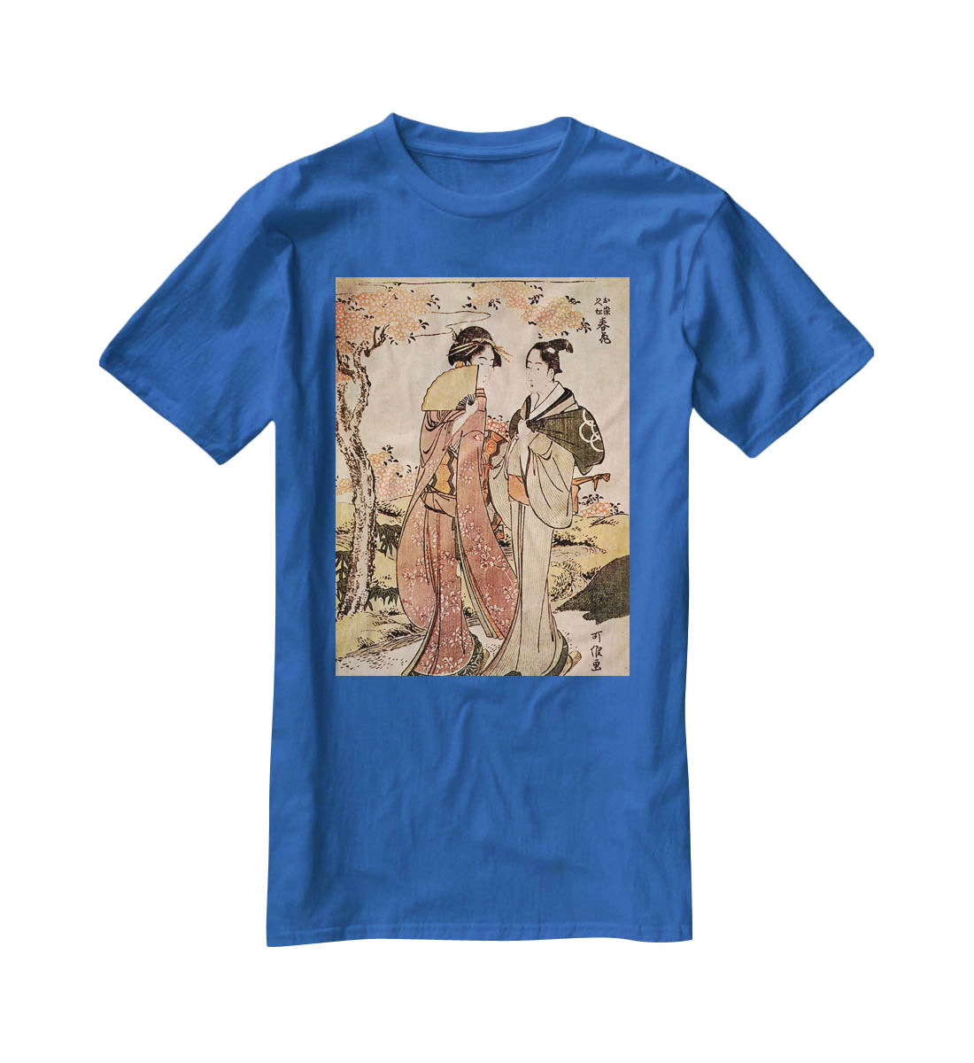 Two women by Hokusai T-Shirt - Canvas Art Rocks - 2