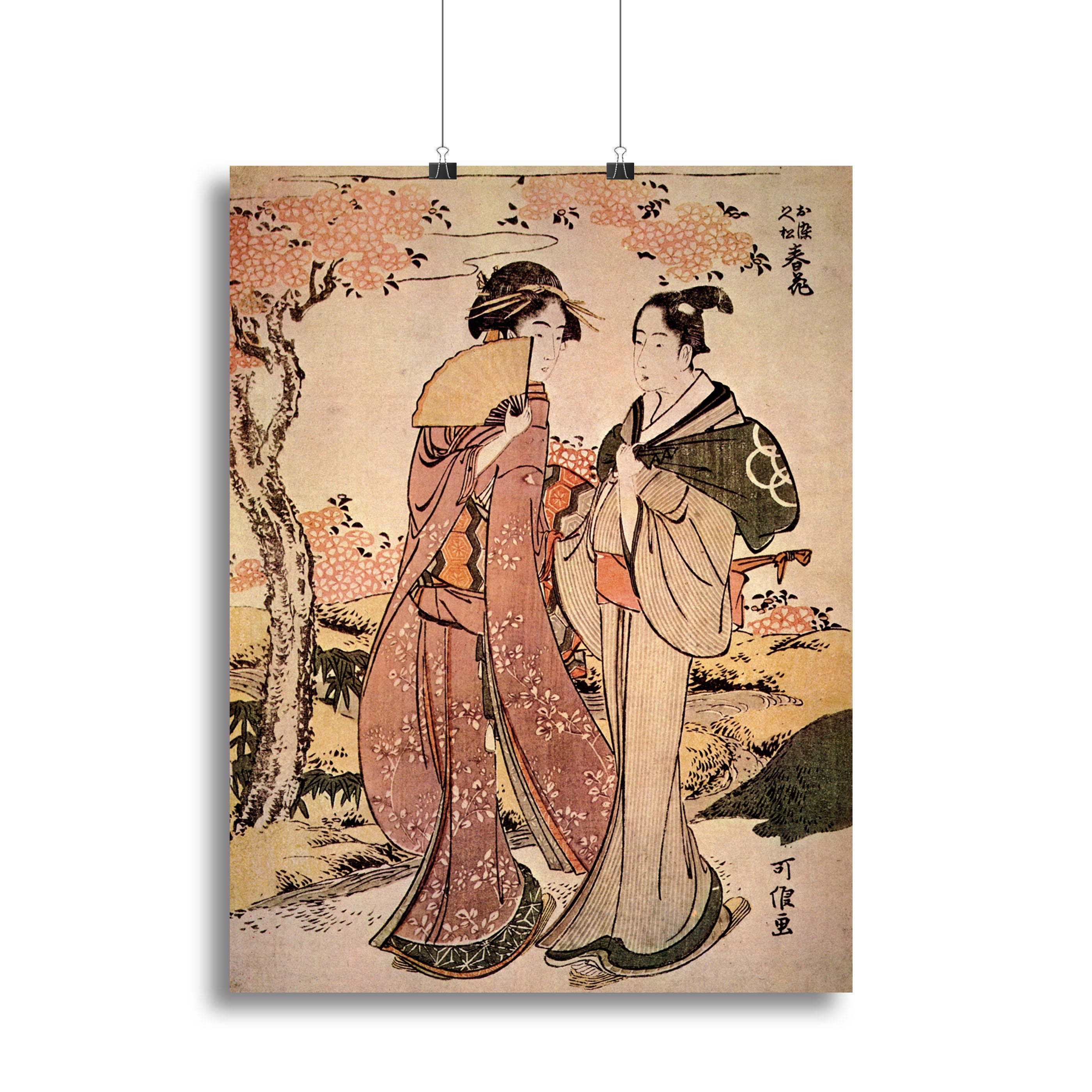 Two women by Hokusai Canvas Print or Poster - Canvas Art Rocks - 2