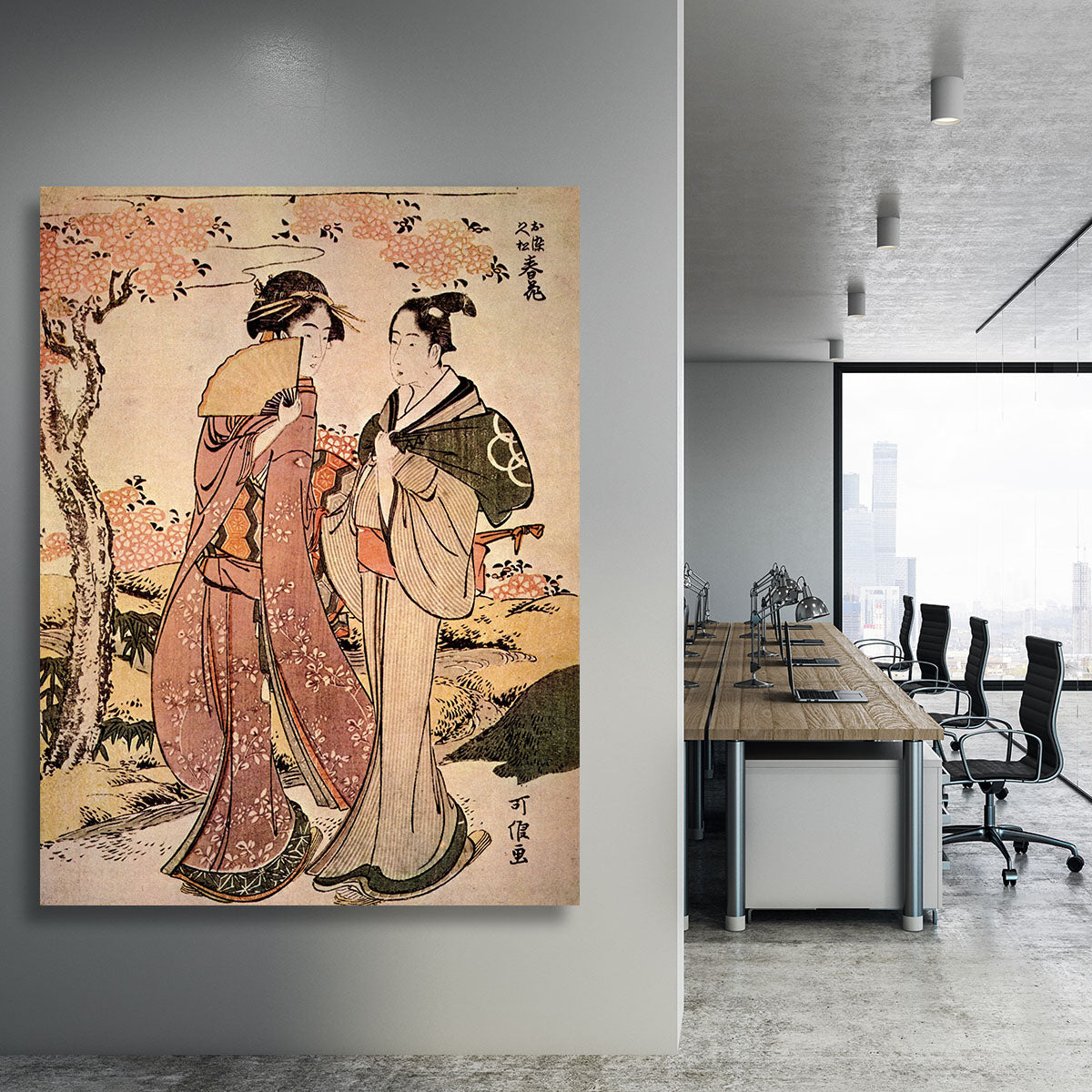Two women by Hokusai Canvas Print or Poster - Canvas Art Rocks - 3