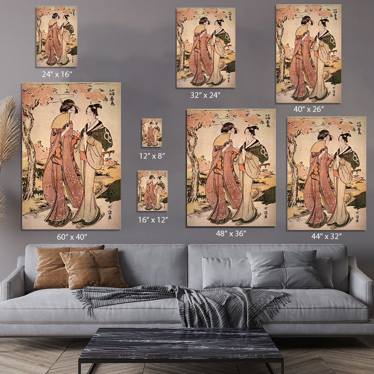 Two women by Hokusai Canvas Print or Poster - Canvas Art Rocks - 7