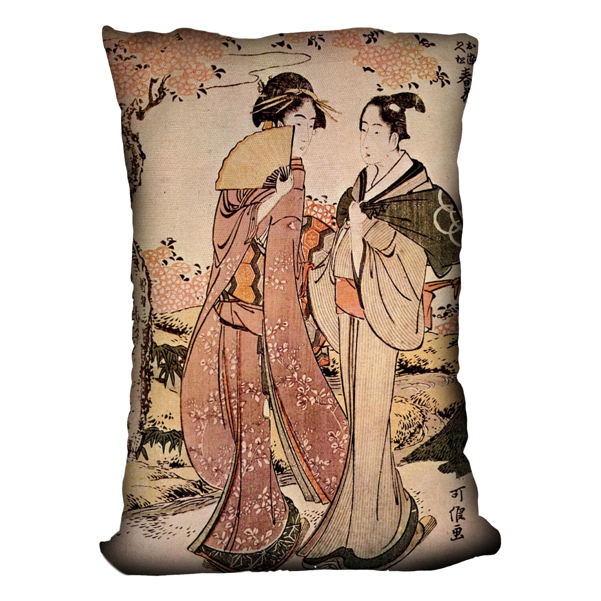 Two women by Hokusai Cushion