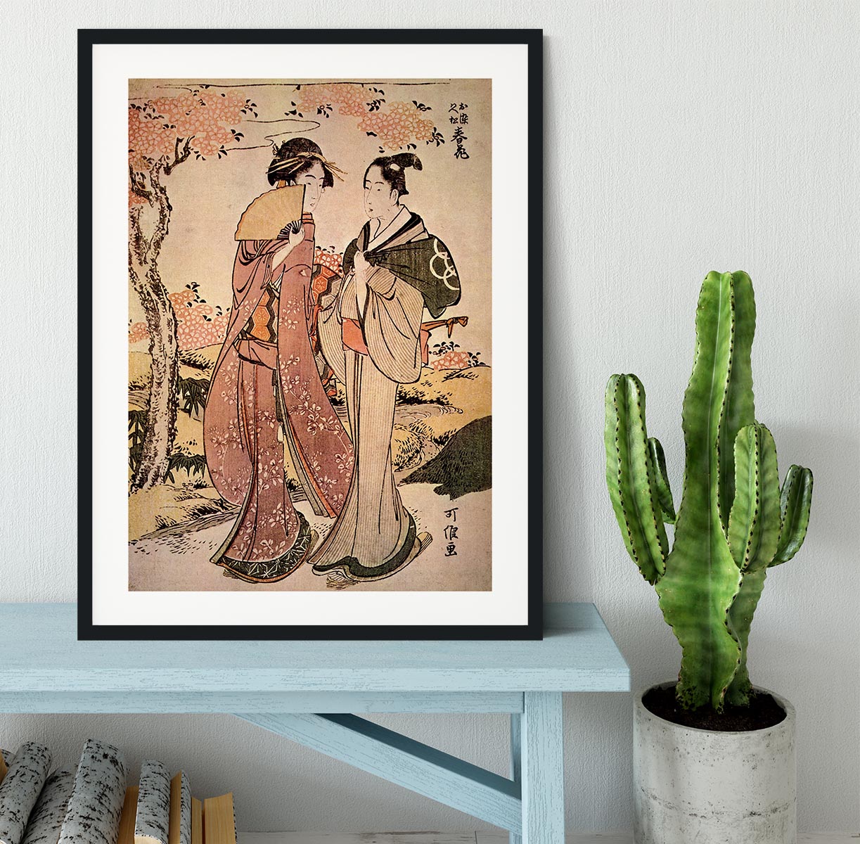 Two women by Hokusai Framed Print - Canvas Art Rocks - 1
