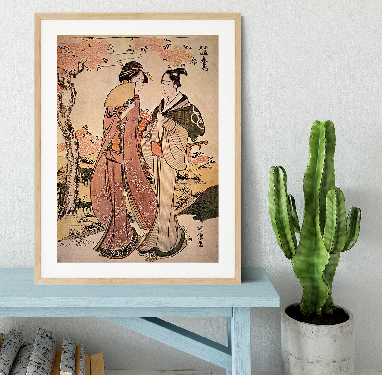 Two women by Hokusai Framed Print - Canvas Art Rocks - 3