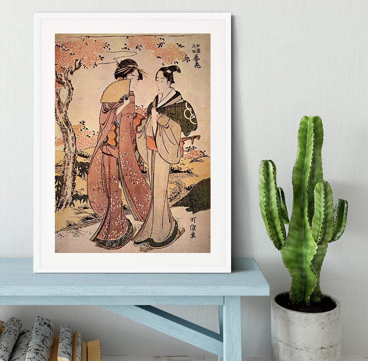 Two women by Hokusai Framed Print - Canvas Art Rocks - 5