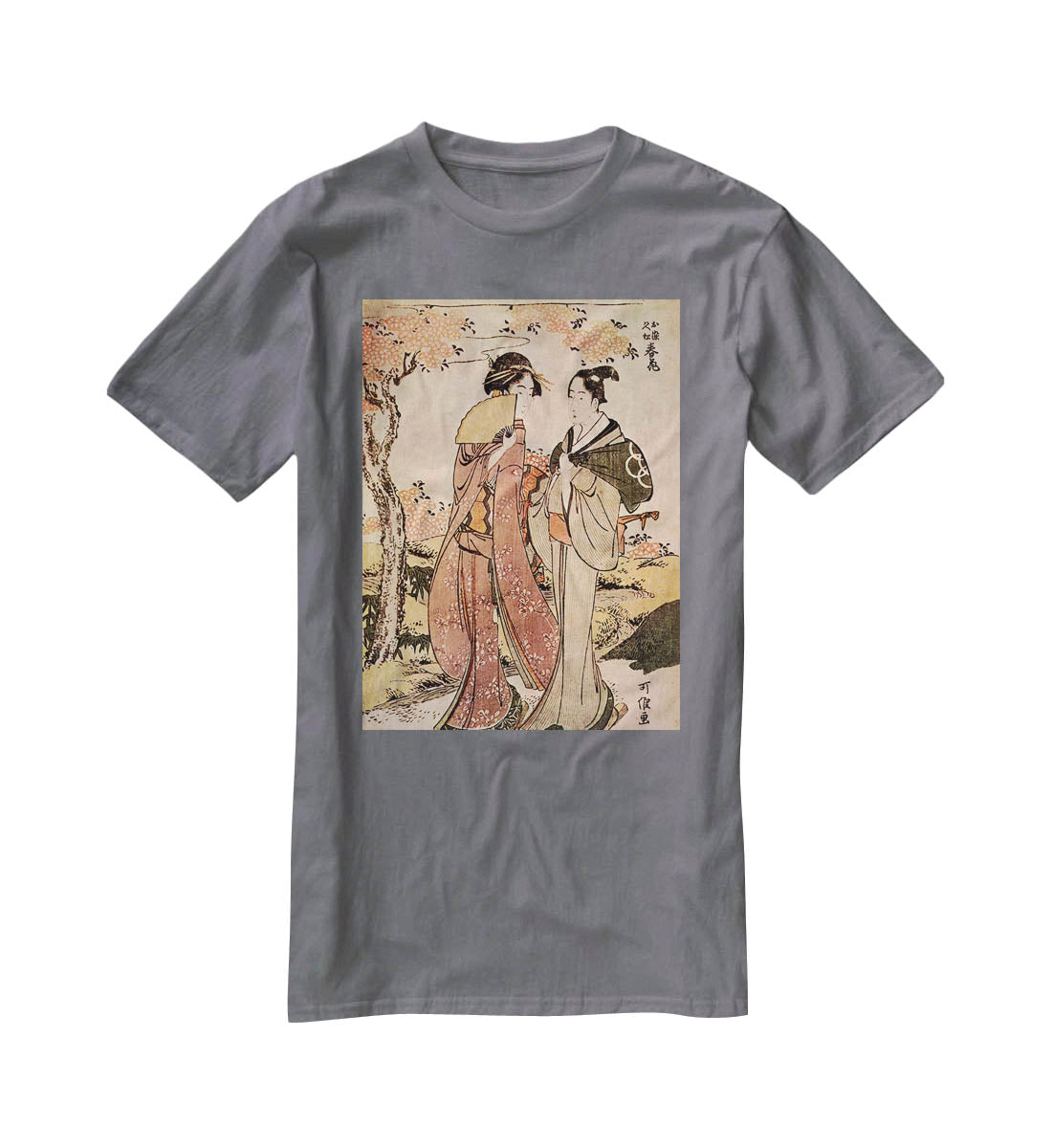 Two women by Hokusai T-Shirt - Canvas Art Rocks - 3