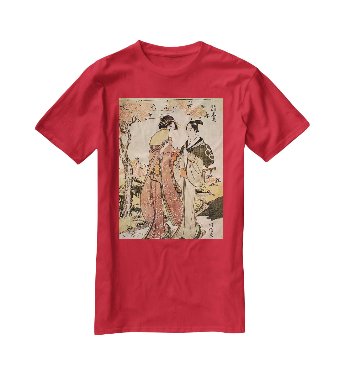 Two women by Hokusai T-Shirt - Canvas Art Rocks - 4