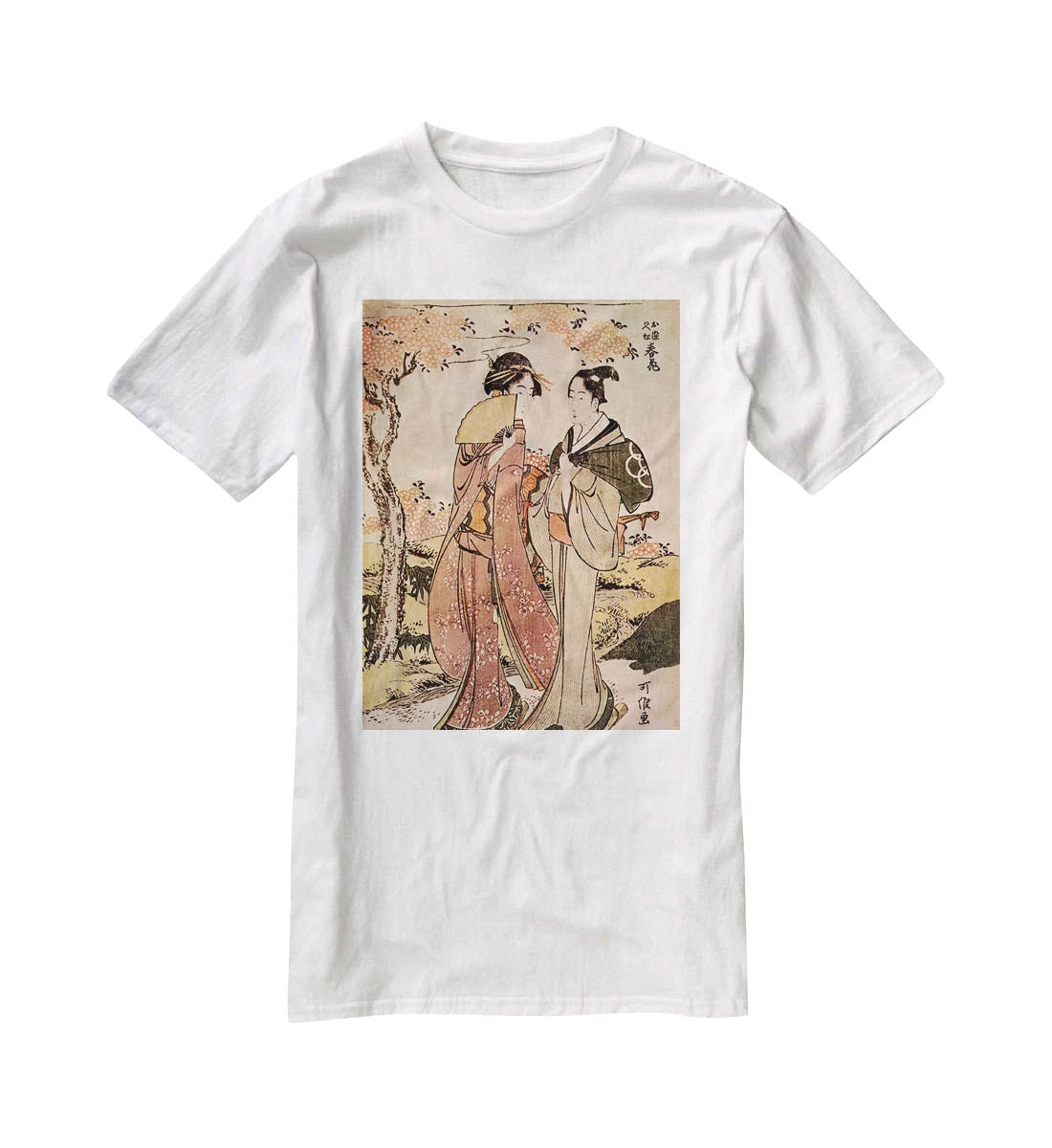 Two women by Hokusai T-Shirt - Canvas Art Rocks - 5