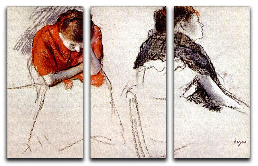Two women seated by Degas 3 Split Panel Canvas Print - Canvas Art Rocks - 1