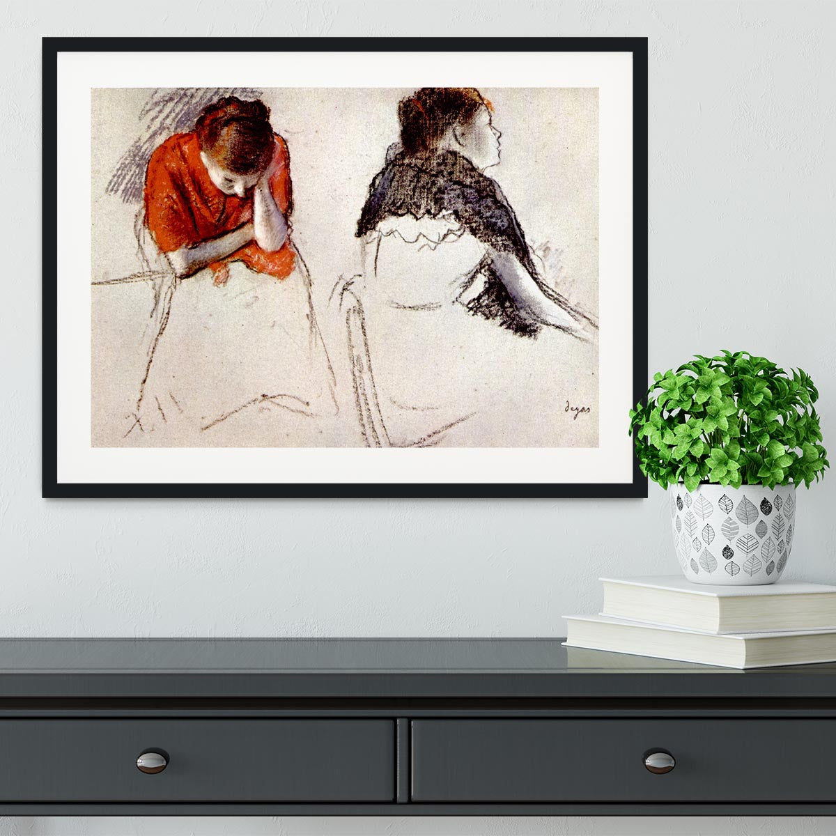 Two women seated by Degas Framed Print - Canvas Art Rocks - 1