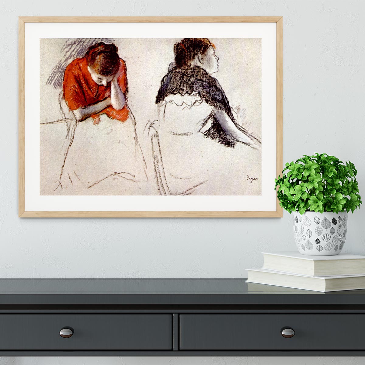 Two women seated by Degas Framed Print - Canvas Art Rocks - 3