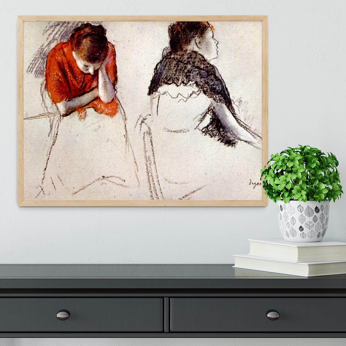 Two women seated by Degas Framed Print - Canvas Art Rocks - 4