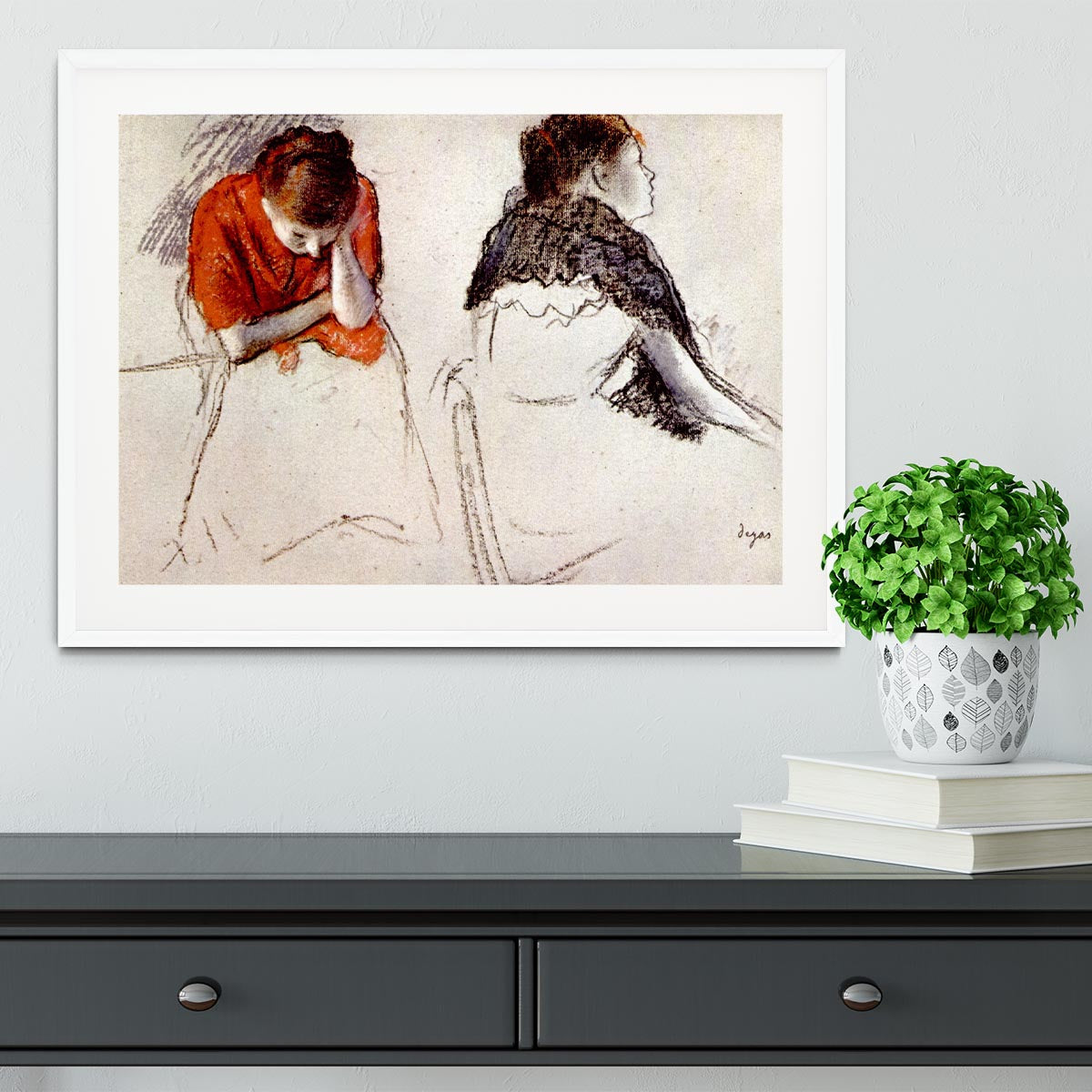 Two women seated by Degas Framed Print - Canvas Art Rocks - 5