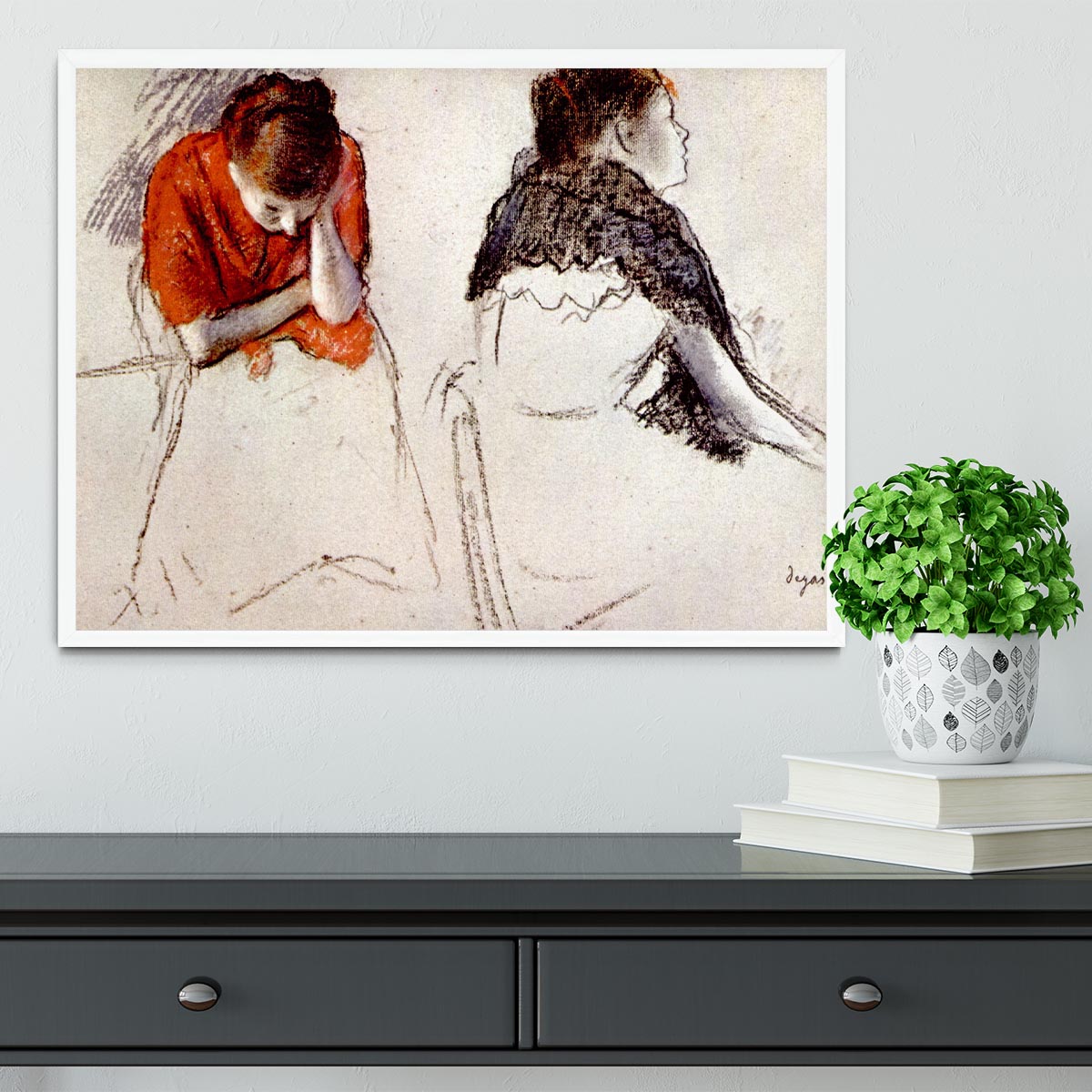 Two women seated by Degas Framed Print - Canvas Art Rocks -6