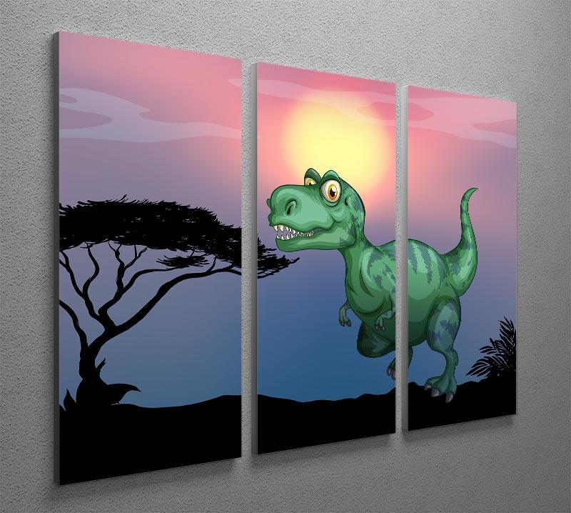 Tyrannosaurus rex in the field 3 Split Panel Canvas Print - Canvas Art Rocks - 2