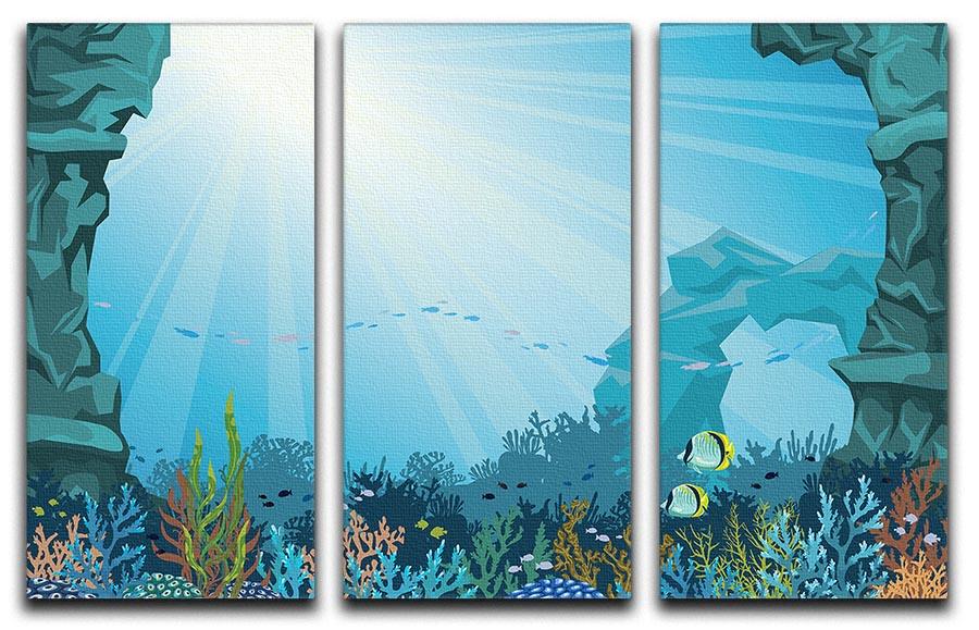 Underwater arch on a blue sea 3 Split Panel Canvas Print - Canvas Art Rocks - 1