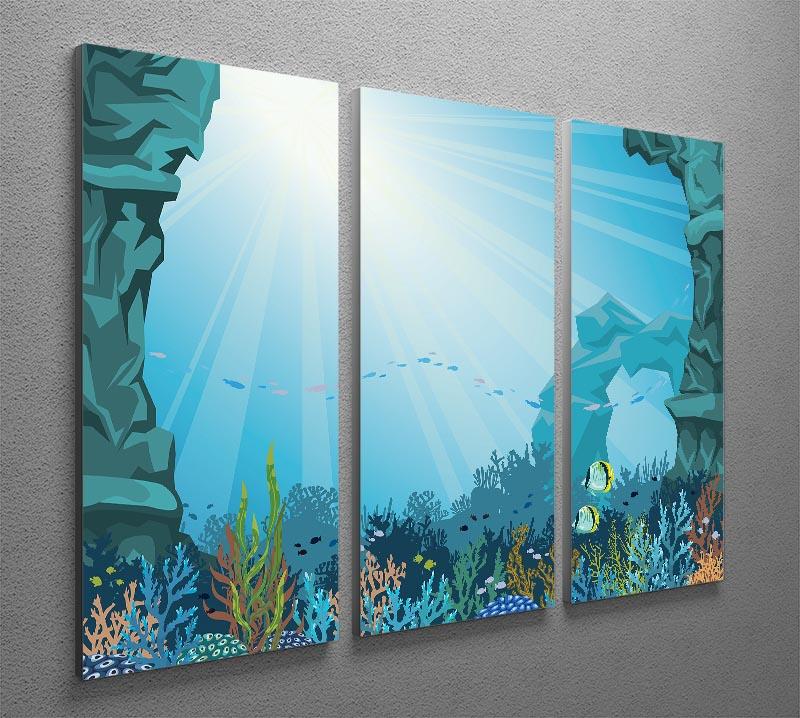 Underwater arch on a blue sea 3 Split Panel Canvas Print - Canvas Art Rocks - 2