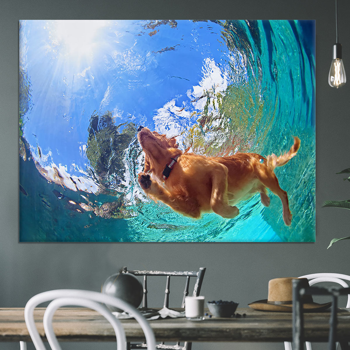 Underwater photo of golden labrador retriever puppy Canvas Print or Poster - Canvas Art Rocks - 3