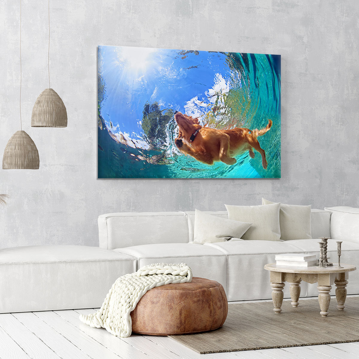 Underwater photo of golden labrador retriever puppy Canvas Print or Poster - Canvas Art Rocks - 6