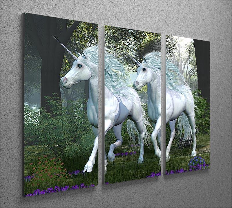 Unicorn Elm Forest 3 Split Panel Canvas Print - Canvas Art Rocks - 2