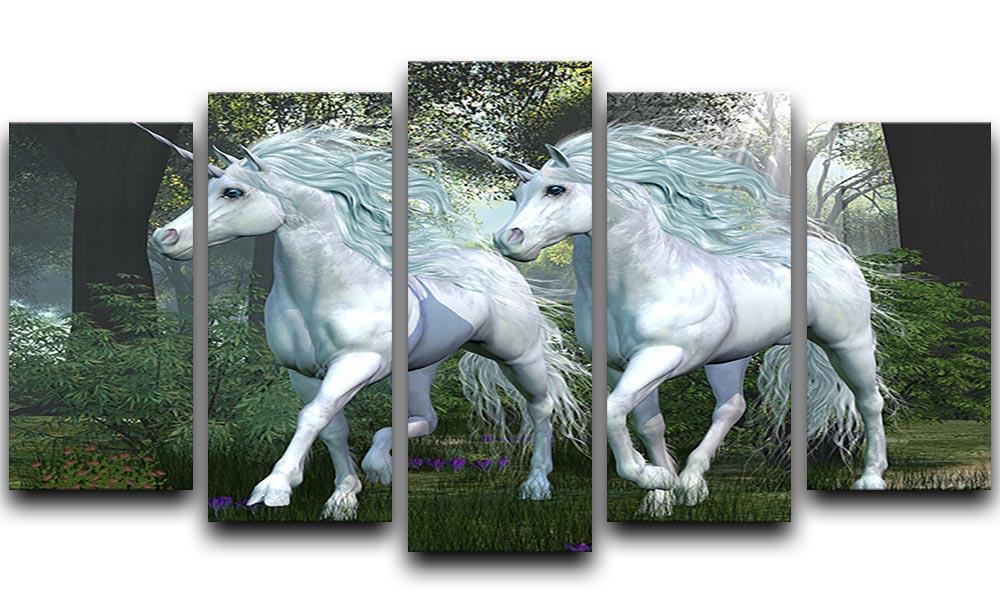 Unicorn Elm Forest 5 Split Panel Canvas  - Canvas Art Rocks - 1