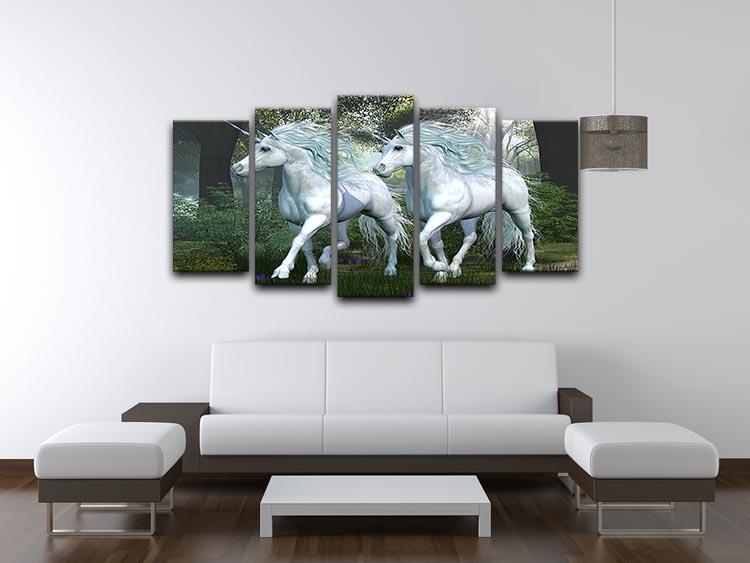 Unicorn Elm Forest 5 Split Panel Canvas  - Canvas Art Rocks - 3