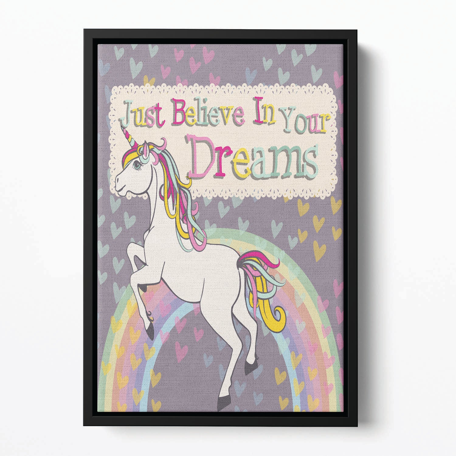 Unicorn believe in your dreams Floating Framed Canvas