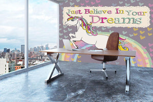 Unicorn believe in your dreams Wall Mural Wallpaper - Canvas Art Rocks - 3