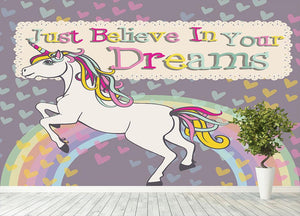 Unicorn believe in your dreams Wall Mural Wallpaper - Canvas Art Rocks - 4