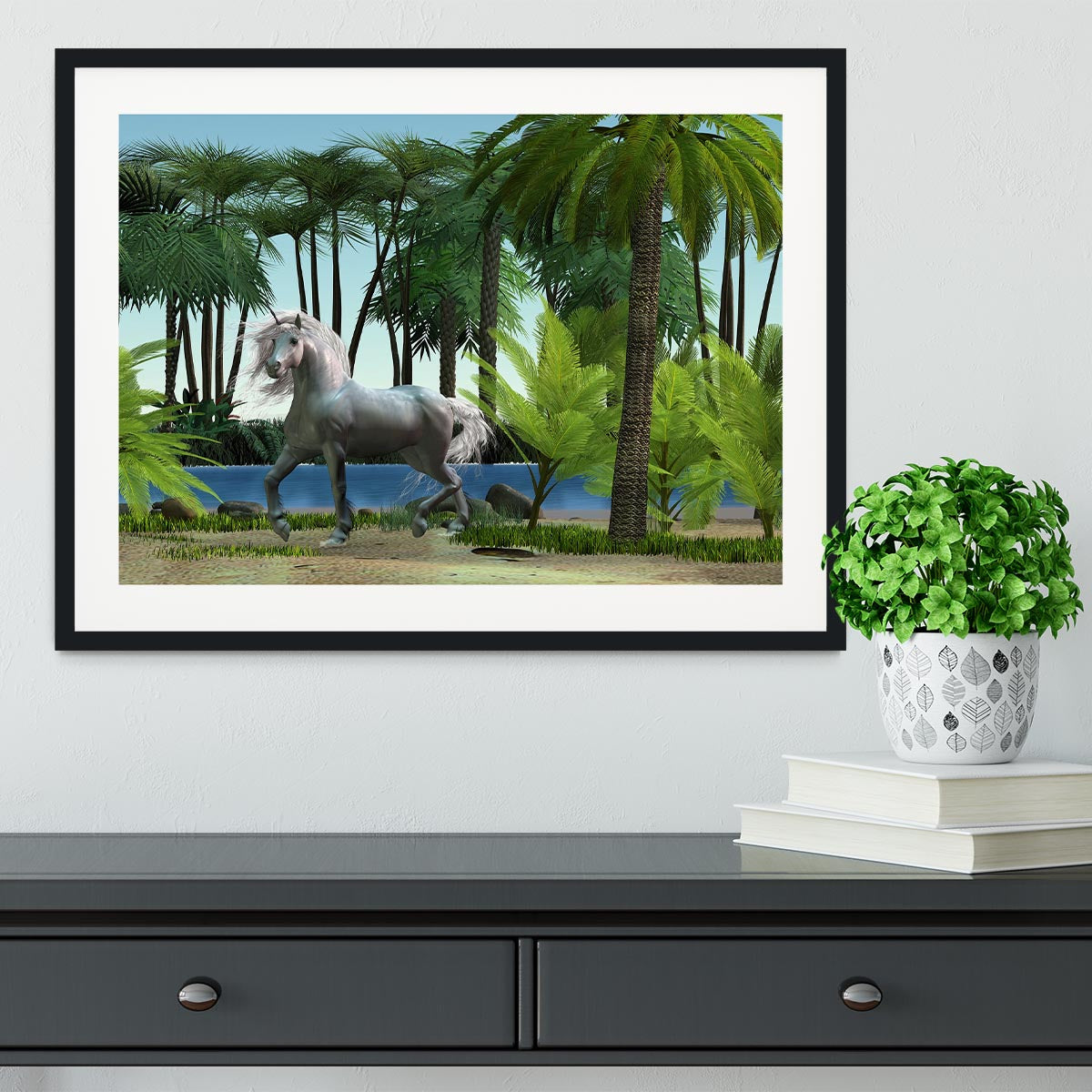Unicorn buck prances Framed Print - Canvas Art Rocks - 1