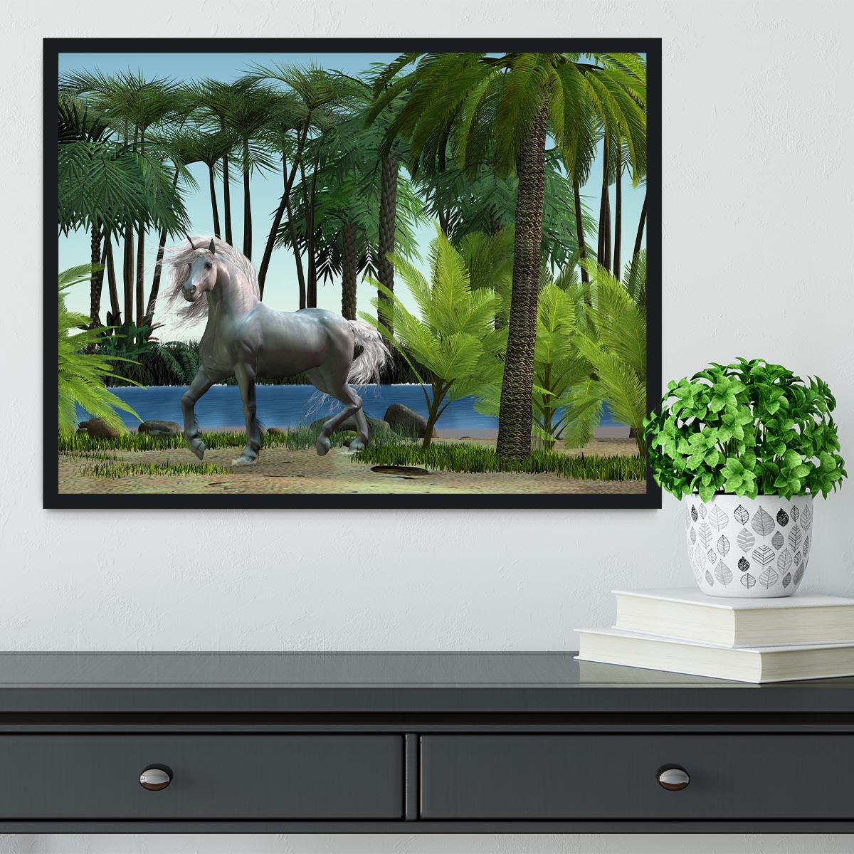 Unicorn buck prances Framed Print - Canvas Art Rocks - 2