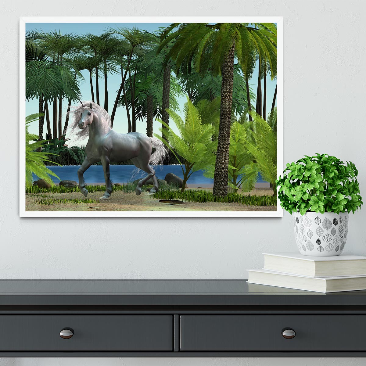 Unicorn buck prances Framed Print - Canvas Art Rocks -6