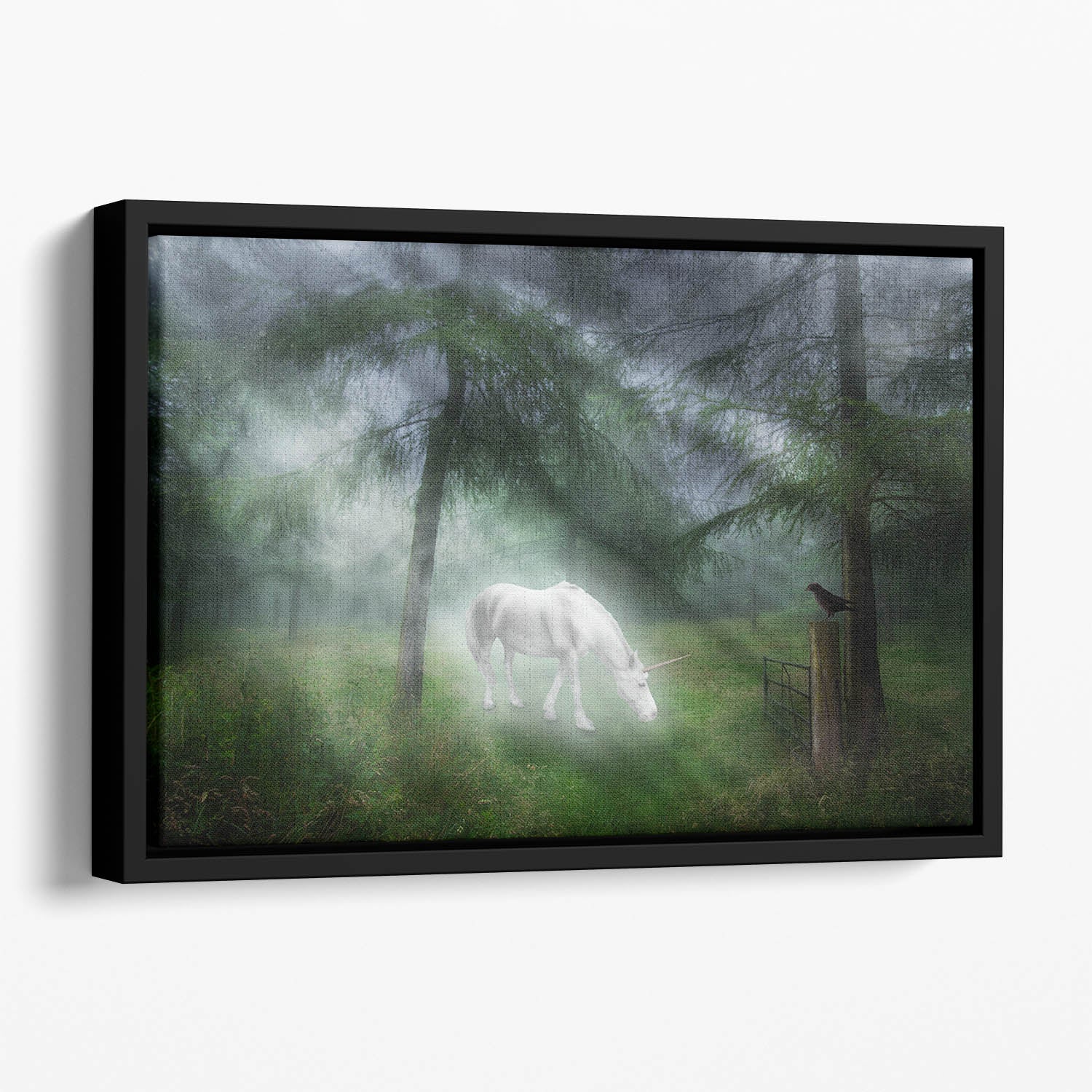 Unicorn in a magical forest Floating Framed Canvas