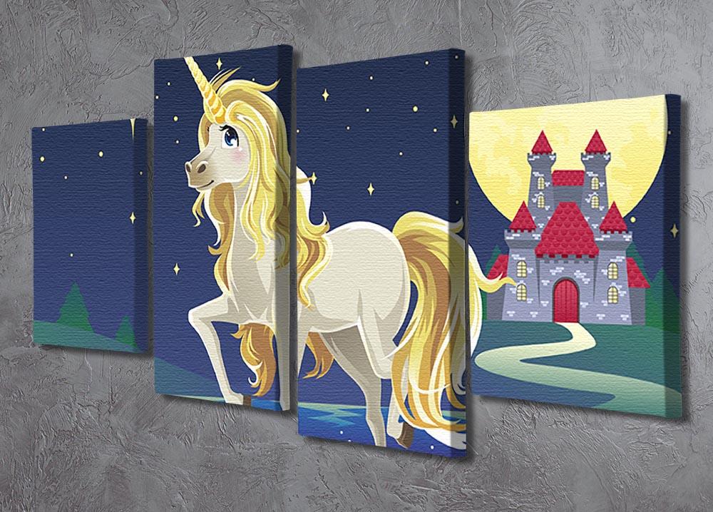 Unicorn outside of a castle 4 Split Panel Canvas  - Canvas Art Rocks - 2