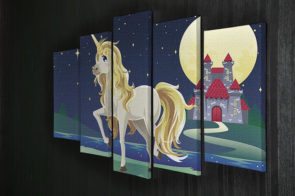 Unicorn outside of a castle 5 Split Panel Canvas  - Canvas Art Rocks - 2