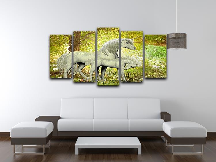 Unicorns and White Daisies 5 Split Panel Canvas  - Canvas Art Rocks - 3