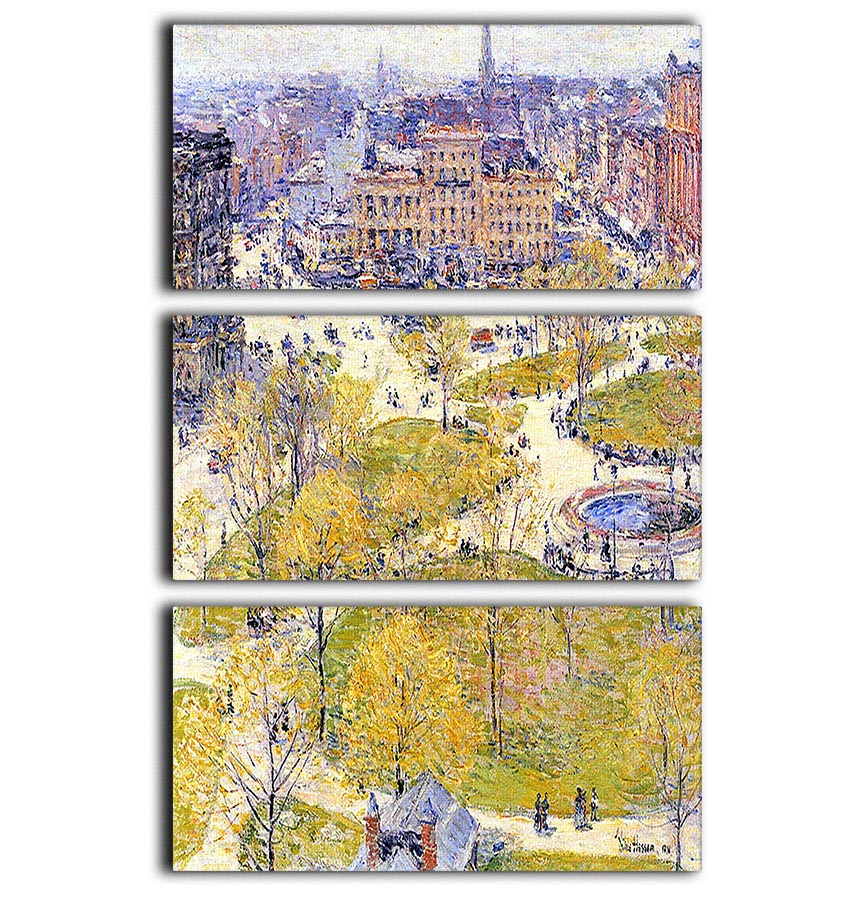 Union Square in Spring by Hassam 3 Split Panel Canvas Print - Canvas Art Rocks - 1