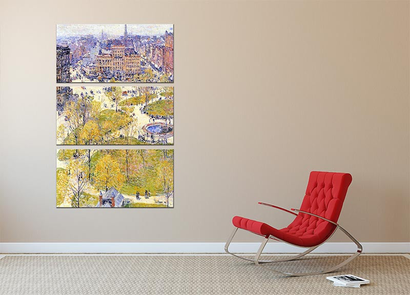 Union Square in Spring by Hassam 3 Split Panel Canvas Print - Canvas Art Rocks - 2