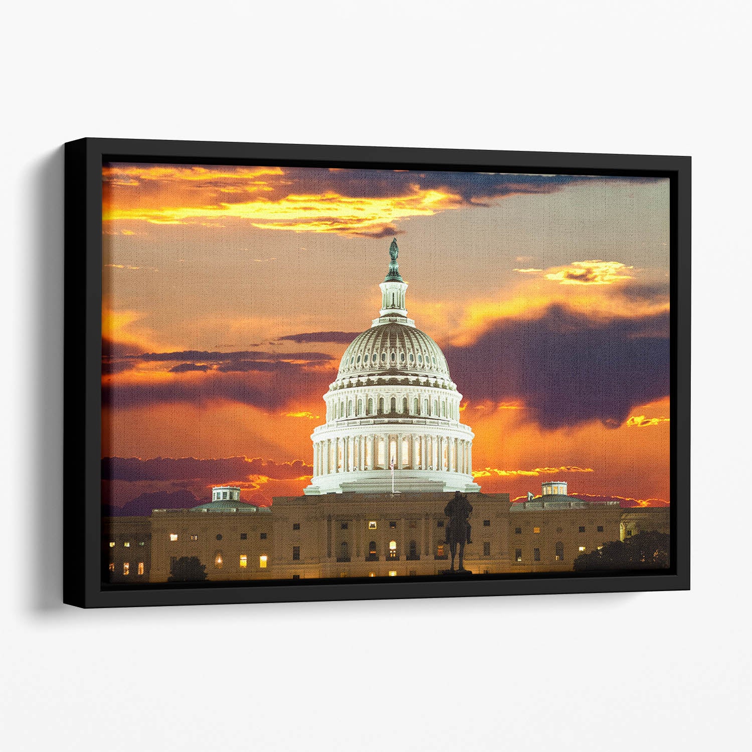 United States Capitol Building Floating Framed Canvas