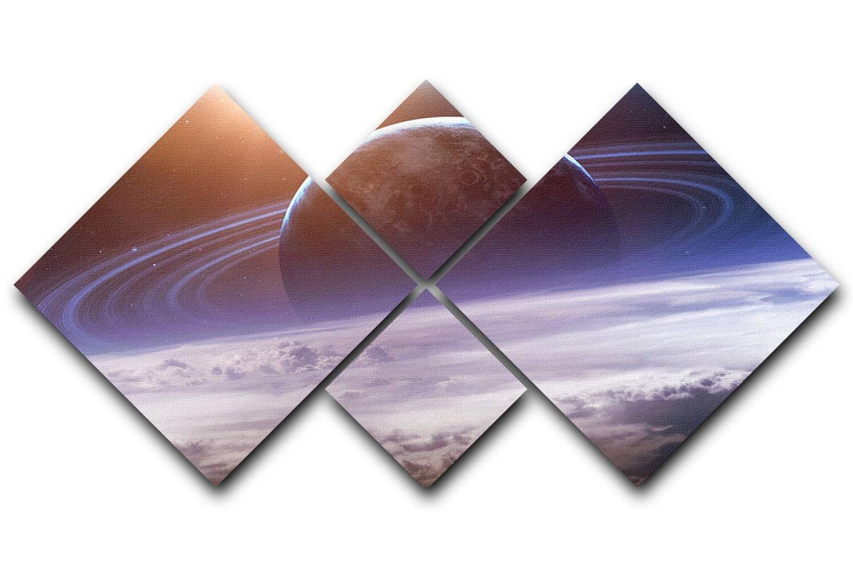 Universe scene with planets 4 Square Multi Panel Canvas  - Canvas Art Rocks - 1