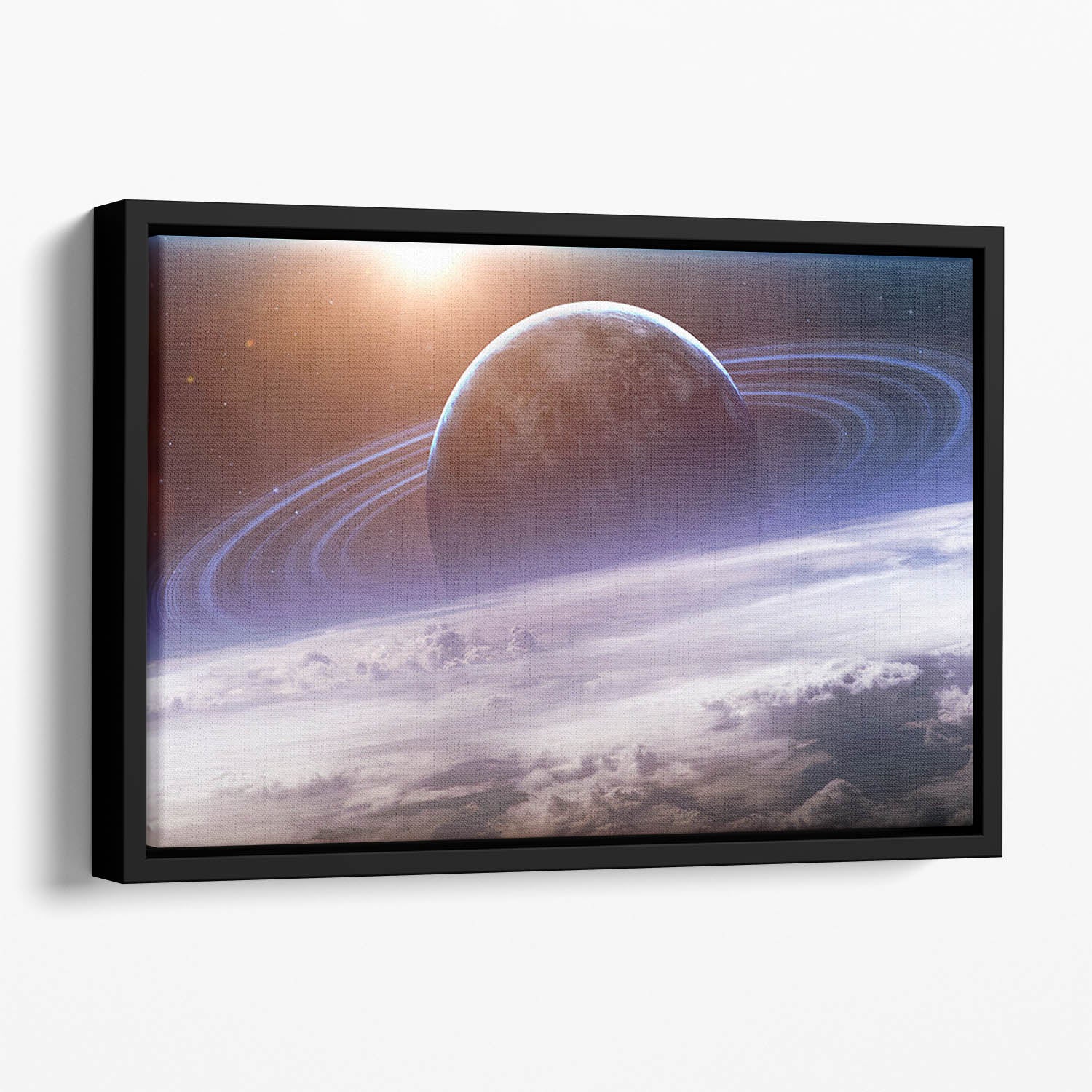 Universe scene with planets Floating Framed Canvas