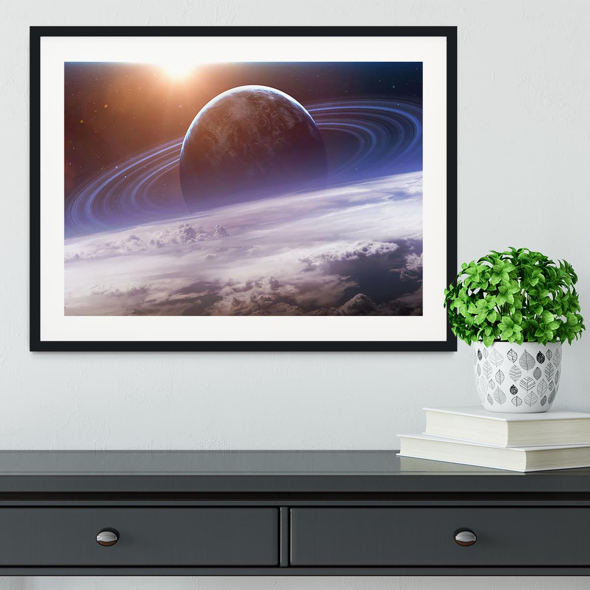Universe scene with planets Framed Print - Canvas Art Rocks - 1