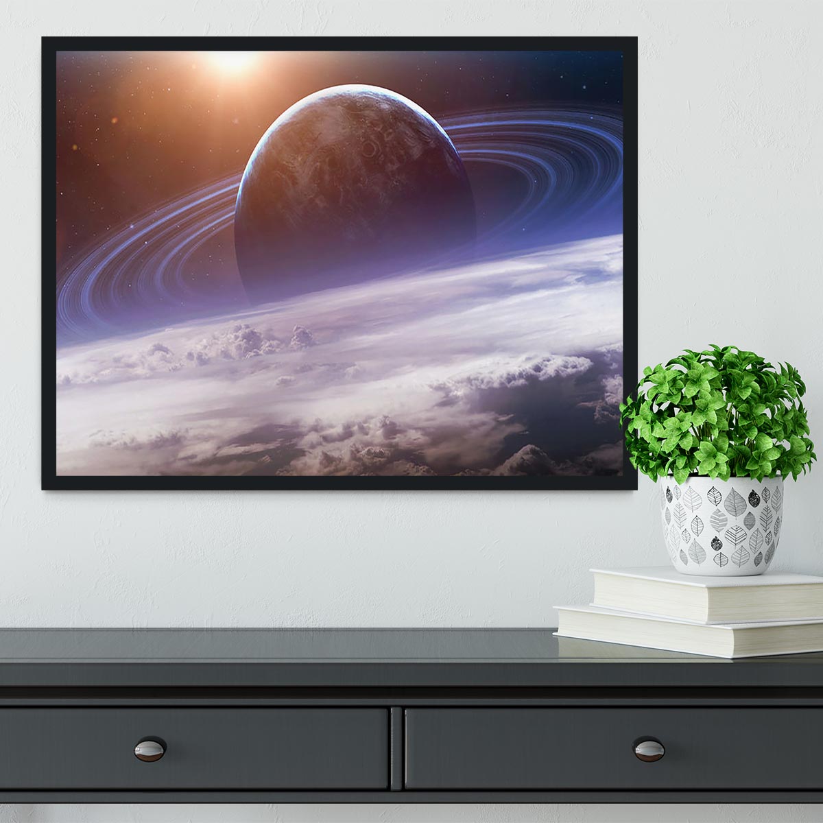 Universe scene with planets Framed Print - Canvas Art Rocks - 2
