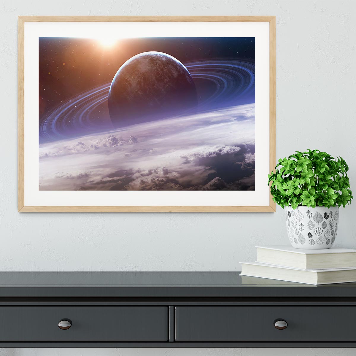 Universe scene with planets Framed Print - Canvas Art Rocks - 3