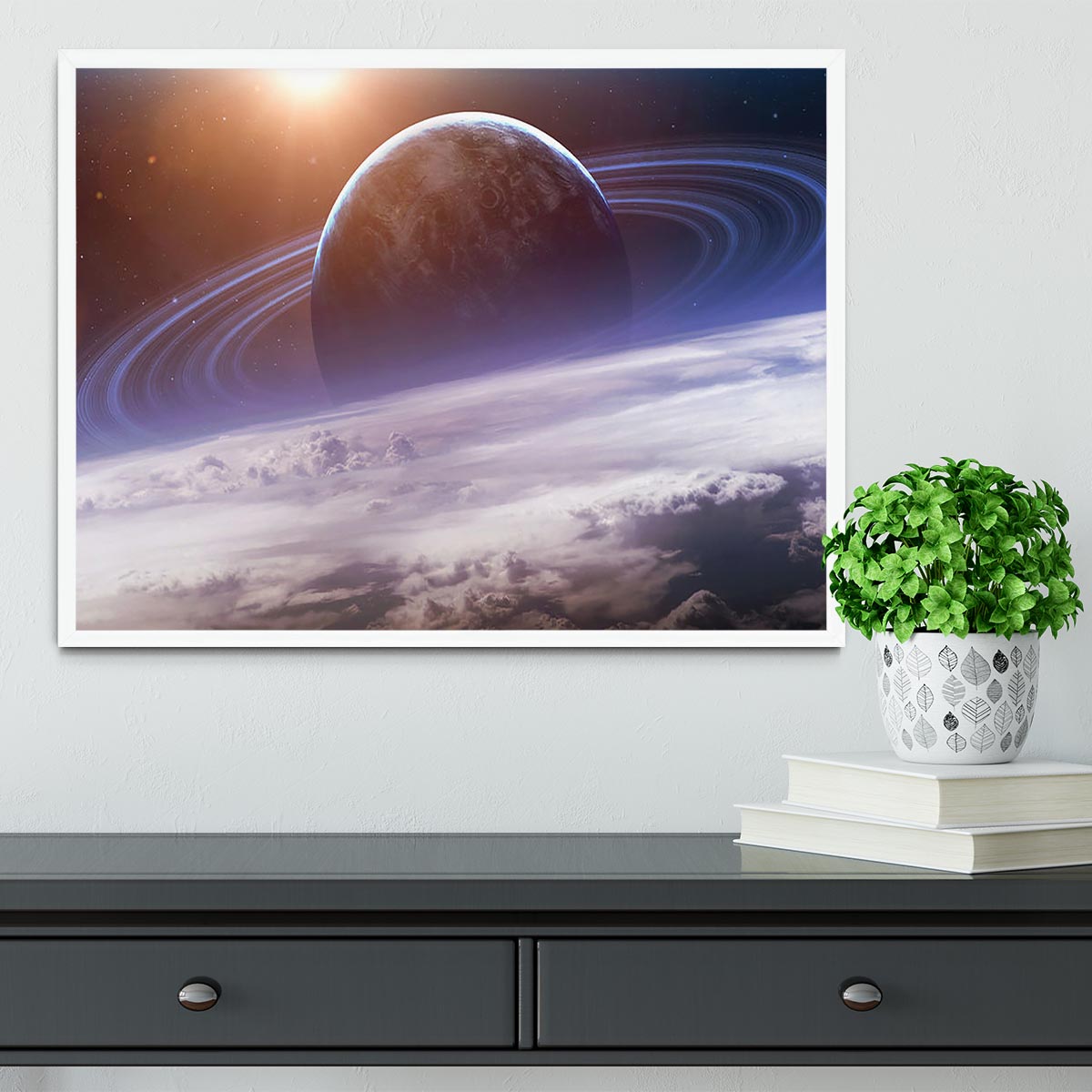 Universe scene with planets Framed Print - Canvas Art Rocks -6