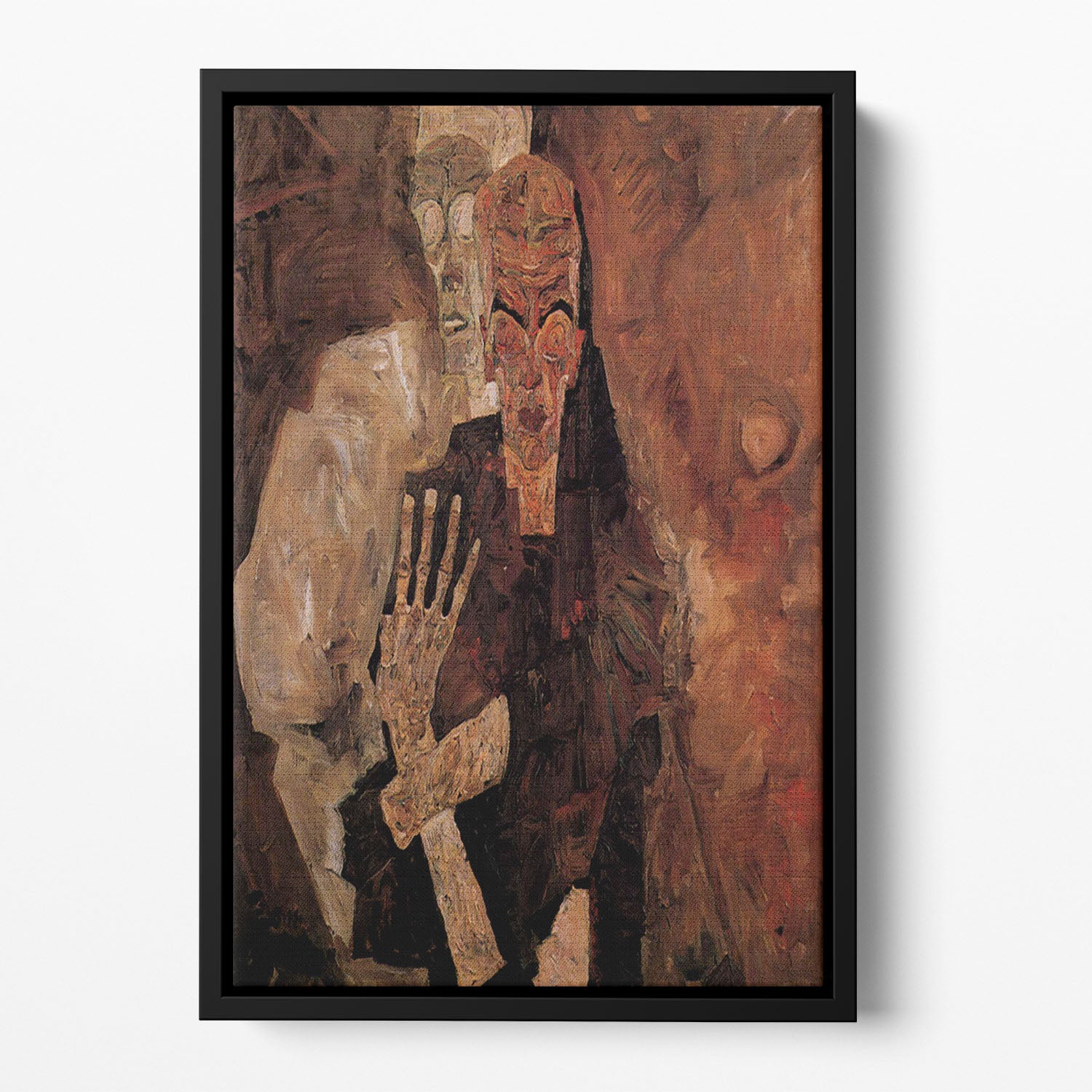 Unlicensed or even death and man by Egon Schiele Floating Framed Canvas