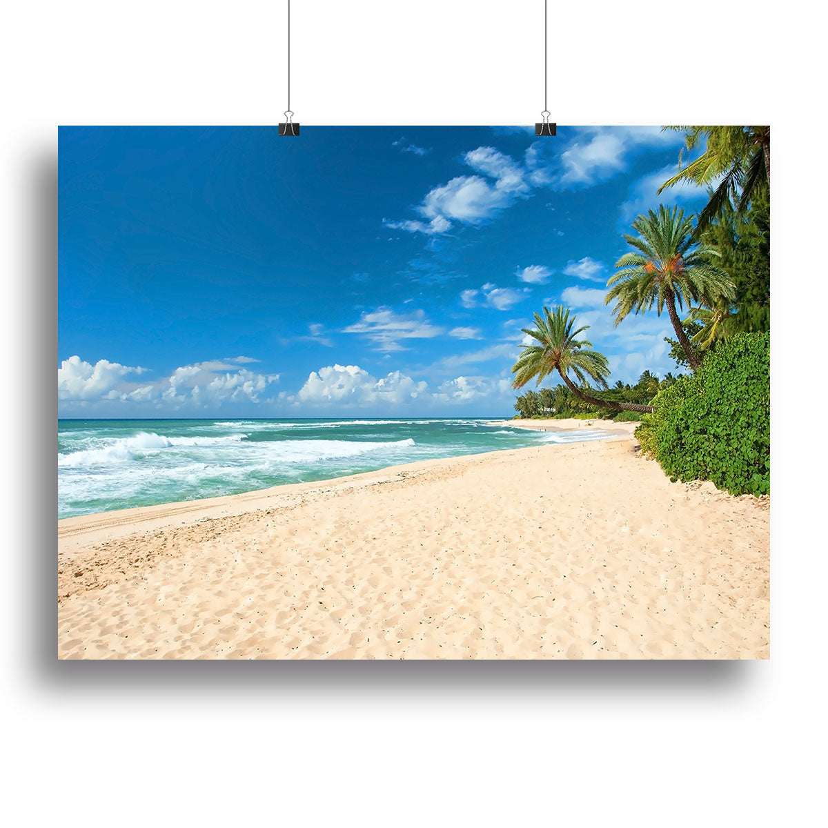Untouched sandy beach with palms trees Canvas Print or Poster - Canvas Art Rocks - 2