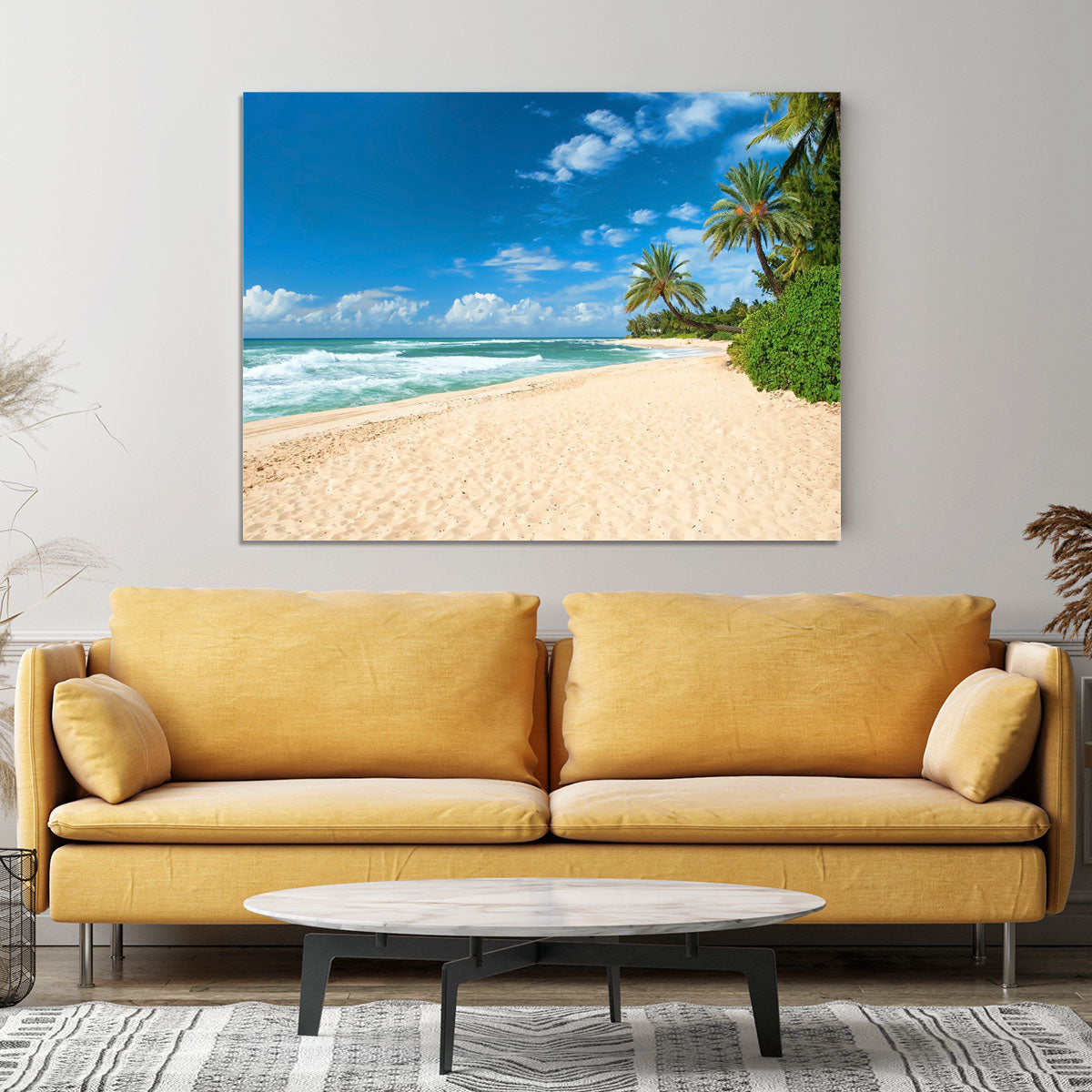 Untouched sandy beach with palms trees Canvas Print or Poster - Canvas Art Rocks - 4