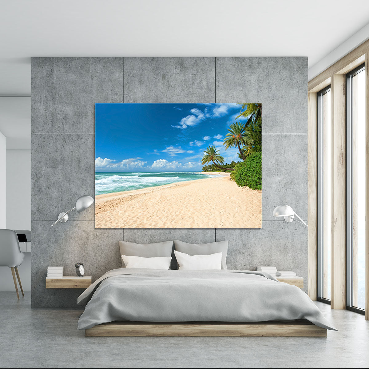 Untouched sandy beach with palms trees Canvas Print or Poster - Canvas Art Rocks - 5