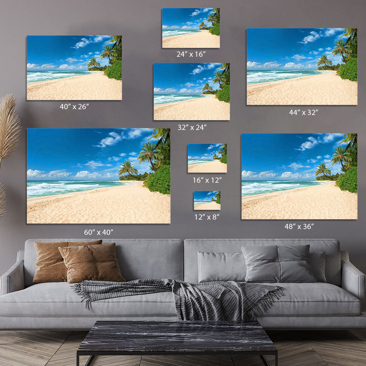 Untouched sandy beach with palms trees Canvas Print or Poster - Canvas Art Rocks - 7